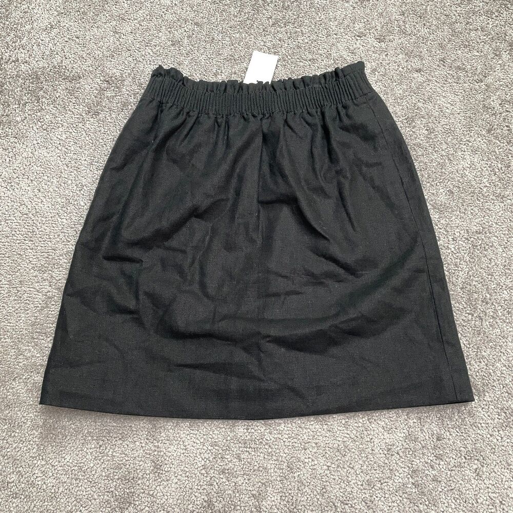 J.Crew Wool Blend Pleated Pencil Skirt Women 00 Black Elastic Waist Pocket NWD